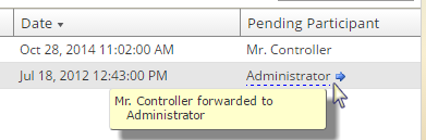 Screenshot showing additional Pending Participant details.